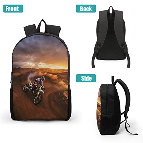 Giwawa Cool Dirt Bike Motocross School Backpacks for Teen Boys Motorcycle Vehicle in Desert Backpack School Bookbag Set Lunch Bag Pencil Case - color: Desert Motorcycle