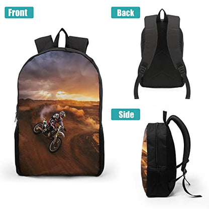Giwawa Cool Dirt Bike Motocross School Backpacks for Teen Boys Motorcycle Vehicle in Desert Backpack School Bookbag Set Lunch Bag Pencil Case - color: Desert Motorcycle