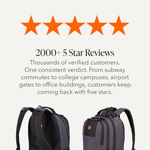 SWISSGEAR Cecil 18-Inch Laptop Backpack Fits 16-Inch Laptop, Travel Daypack with Organizer Pockets, Water Bottle Holders & Padded Straps – Dark Grey/Black - color: Dark Grey/Black