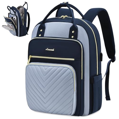 LOVEVOOK Laptop Backpack for Women,15.6 Inch Laptop Computer Bag Travel Backpack Purse,Waterproof Work Business Backpack - color: Dark Blue-gray Blue, size: 15.6 inch