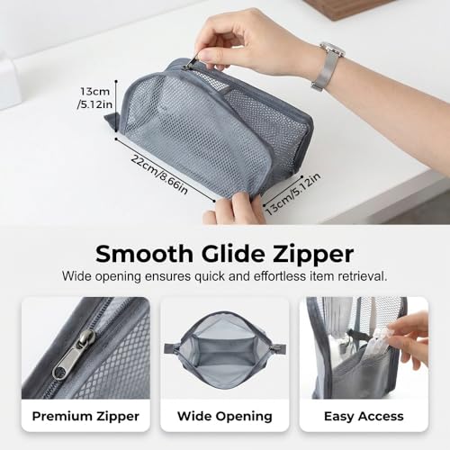 Standing Toiletry Bag, 2026 New Portable Lightweight Travel Toiletry Bag, Organizer Bag Cosmetic Zipper Pouch, Waterproof Dust-Free Stand-Up Small Toiletry Stationery Bag (1, White) - color: White