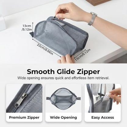 Standing Toiletry Bag, 2026 New Portable Lightweight Travel Toiletry Bag, Organizer Bag Cosmetic Zipper Pouch, Waterproof Dust-Free Stand-Up Small Toiletry Stationery Bag (1, White) - color: White