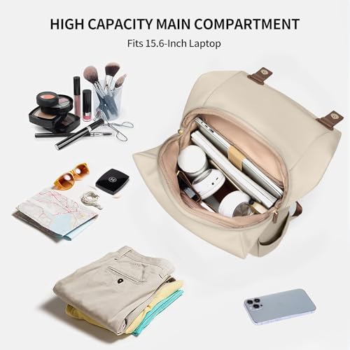 GOLF QUALITYWomen Laptop Backpack Computer Backpacks Carry On Waterproof backpack Fits 15.6Inch Notebook Travel Commute College (Apricot) - color: Elegant Apricot, size: 15.6 Inch