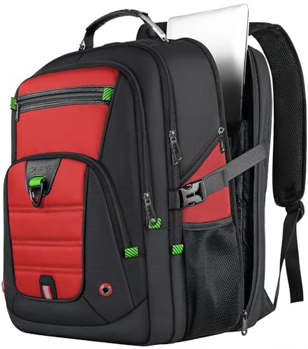 Z-MGKISS 52L Extra Large Laptop Backpack, Long-Term Durability Travel Computer Bag, TSA-Approved Business Rucksack for Men Women, Heavy Duty Rucksack Bag Backpack Fits 17.3 Inch Laptop &Notebook,Red - color: Red, size: 17.3 Inch (20''x15''x10'')