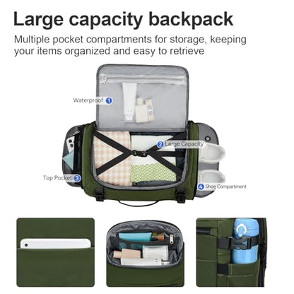 Carry On Travel Backpack with Shoe Compartment Flight Approved Laptop Backpack Expandable Work Business Backpack for Women Men Casual Daypack, Dark Green - color: Dark Green, style: A
