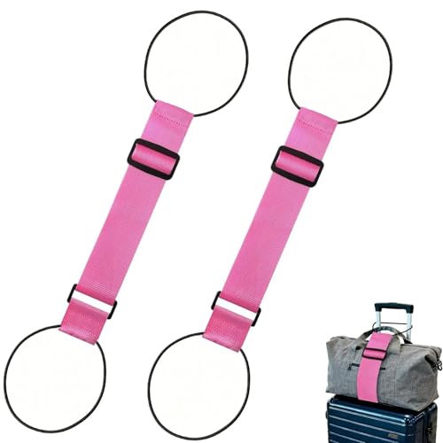 2 Pcs Luggage Straps for Suitcases, Multi Use Strong Adjustable Luggage, Connector Straps for Suitcases, Flexible Luggage Accessories Elastic Fastening Bag Strap, Waterproof, Bungee Straps (Pink) - color: pink