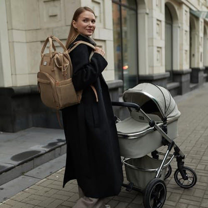 Diaper Bag Backpack, Multifunction Diaper Bag with Changing Station, Stylish Baby Bags, Large Unisex Diaper Backpack for Mom and Dad, Baby Registry Search, Portable Changing Pad – Coffee Brown - color: Coffee Brown