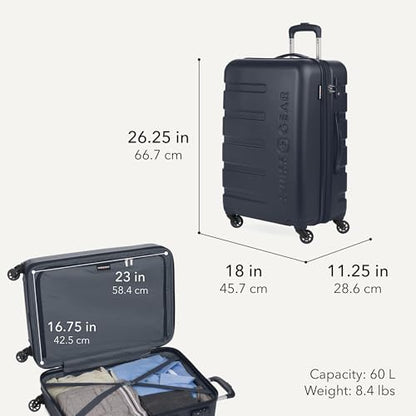 SwissGear 7366 Signature Hardside Expandable Luggage with Spinner Wheels, TSA Lock, Navy, Checked-Medium 23-Inch - color: Navy, size: Checked-Medium 23-Inch