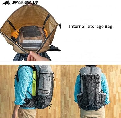 3F UL GEAR QiDian Pro UL 46+10L Backpack Outdoor Climbing Bag Camping Hiking Bags UHMWPE ultralight (beige) - color: Grey