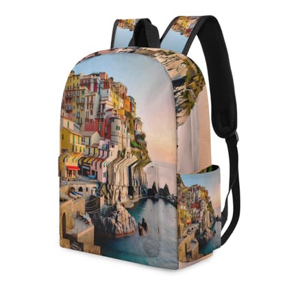 QsirBC City Fun Pattern Small Travel Backpack Casual Daypack Backpacks Lightweight Waterproof College Bookbags for Women Gift