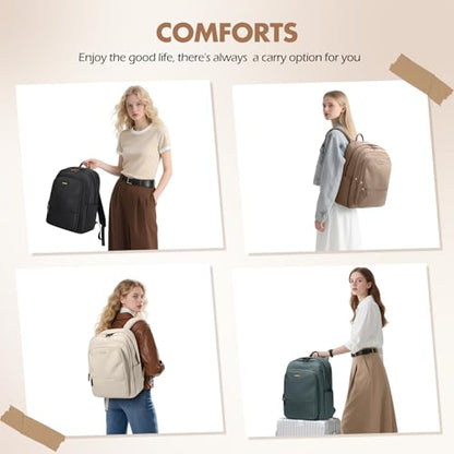 GOLF SUPAGS 15.6 Inch Women's Laptop Backpack, Water Resistant Work College Travel Daypack, Everyday Commuter Bag for Teacher Nurse (Apricot) - color: Apricot