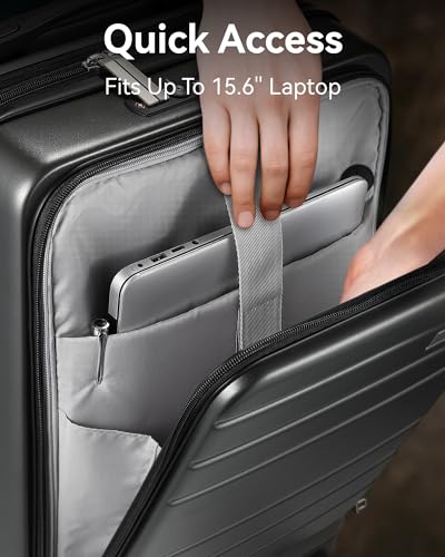 LUGGEX Carry On Luggage 22x14x9 Airline Approved, Polycarbonate Hard Suitcase with Front Pocket (Blue, 20 Inch, 35L) - color: Blue, size: 20 Inch-NonEXT