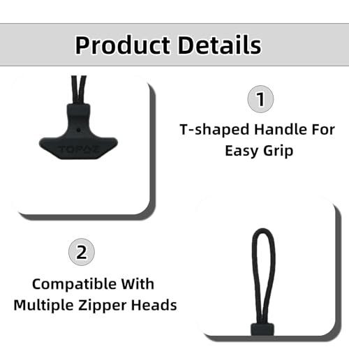 8 PCS Heavy Duty T Bar Zipper Pulls TPU Reinforced Cord Ends for Backpack Replacement Universal Zipper Tab Extenders