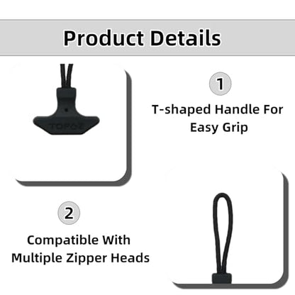 8 PCS Heavy Duty T Bar Zipper Pulls TPU Reinforced Cord Ends for Backpack Replacement Universal Zipper Tab Extenders