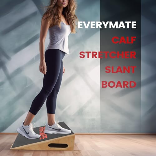 EVERYMATE Heavy-Duty Wooden Slant Boards for Exercise & Calf Stretch – 19.7" Wide Incline Board for Squats, Non-Slip Surface, Fixed 25° Angle for Strength & Flexibility Training, 1200 lbs Capacity - color: Slant Board-1