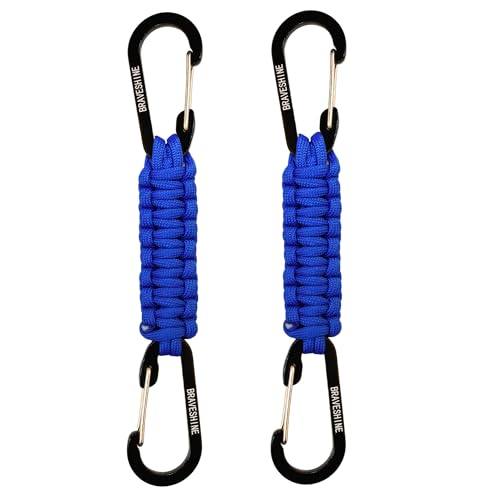 BRAVESHINE Paracord Keychain Carabiner Clip, D Ring Lanyard Hanger Stroller Hook for Water Bottle, Key, Backpacks, Men, Women - color: Blue