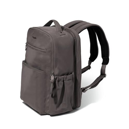 Baggallini Tribeca Expandable Laptop Backpack - 15"x11" Lightweight RFID Computer Bag for Work & Travel with Luggage Sleeve - color: Smoke Twill