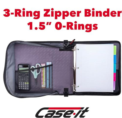 Case-it School Zipper Binder | 1.5" D-Ring | 325-Sheet | LT-207 Fire Red - color: Fire Red, size: 1 Pack