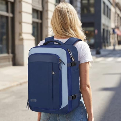 Vancropak 40L Carry On Travel Backpack, Flight Approved Expandable Weekender Bag with 3 Packing Cubes, Suitcase Backpack Fits 17" Laptop, Water Resistant Anti Theft Daypack Bag for Men Women, Blue - color: Blue