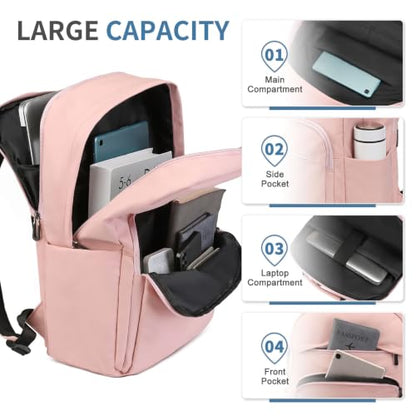 16 Inch Laptop Backpack for Men, Business Work Backpack for Everyday Commute, Waterproof Travel Office Computer Bag, Pink - color: Pink Soft Sheel