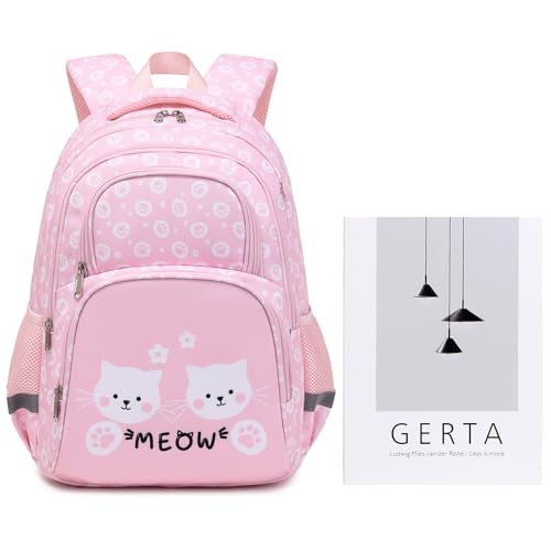 abshoo Cute Cat School Backpack For Girls Elementary Kindergarten Kids School Bag (Cat Pink A) - color: Cat Pink