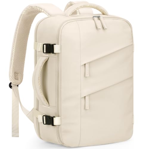 Capolo Travel Backpack for Women Men Flight Approved Laptop Backpack Waterproof Personal Item Backpack Overnight Weekender Travel Bag for Traveling, Business, Work Fits 15.6 '' Laptop(Beige,Small) - color: Beige, size: Small