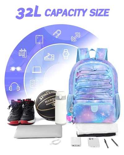 Basketball Bag Backpack for Men Women with Ball & Shoes Compartment 30L Capacity Lightweight Breathable Boys Girls Soccer Ball Bag Backpack Fit Volleyball Football Sports Travel School Gym - color: TK13Starry Purple