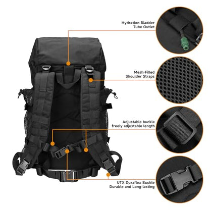 EXCELLENT ELITE SPANKER 40L Camping Hiking Backpack for Men and Women Tactical Military Backpack Large Rucksack Assault Pack Bag for Outdoor Camping, Hiking,Travel Backpacking(Black) - color: Black