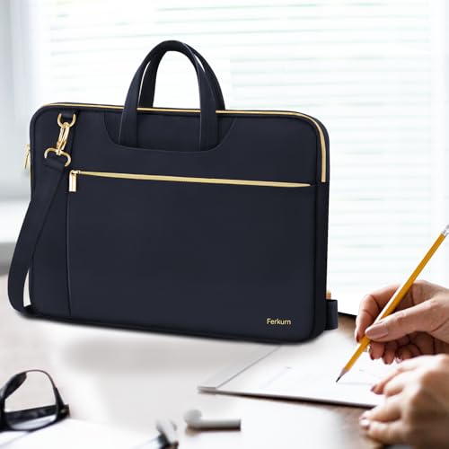 Ferkurn Laptop Case Bag Women Men Computer Sleeve with Shoulder Compatible with HP/Inspiron/Thinkpad/Vivobook/MSI/Surface, 15.6 inch, Deep Indigo - color: Deep Indigo, size: 15.6 inch