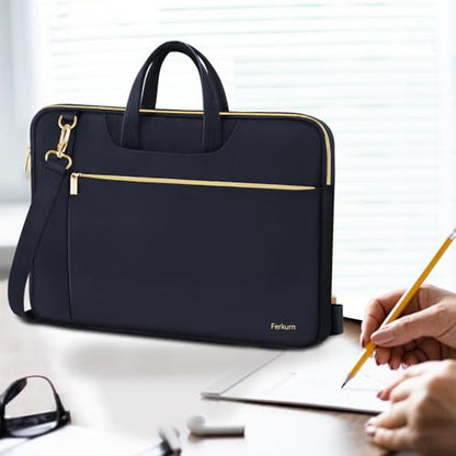 Ferkurn Laptop Case Bag Women Men Computer Sleeve with Shoulder Compatible with HP/Inspiron/Thinkpad/Vivobook/MSI/Surface, 15.6 inch, Deep Indigo - color: Deep Indigo, size: 15.6 inch