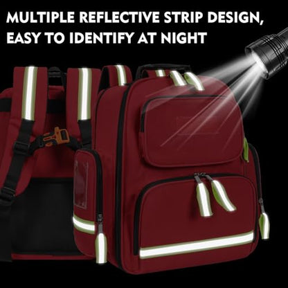 Gatycallaty First Aid Backpack - Multi Pocket Emergency Medical Bag for Camping, Trip, Go Bag, Sports Medicine, Trauma (Red) - color: Red