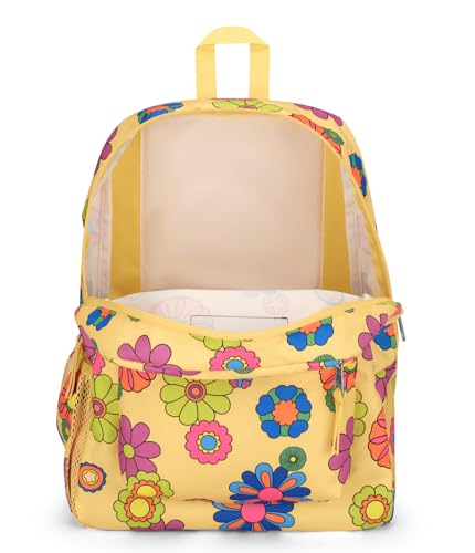 JanSport Cross Town Backpack 17" x 12.5" x 6" - Simple Bag for Everyone with 1 Main Compartment, Front Utility Pocket - Premium Class Accessories - Power to the Flower - color: Power to the Flower