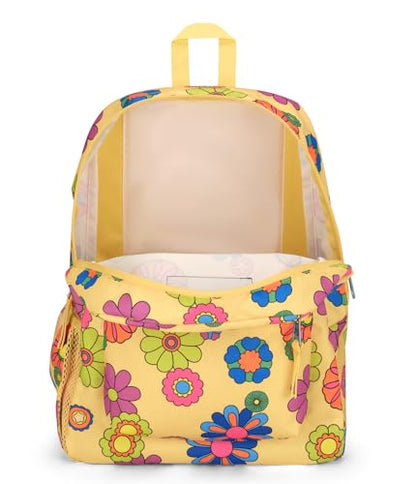 JanSport Cross Town Backpack 17" x 12.5" x 6" - Simple Bag for Everyone with 1 Main Compartment, Front Utility Pocket - Premium Class Accessories - Power to the Flower - color: Power to the Flower