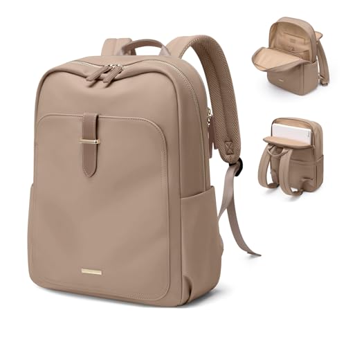 Laptop Backpack for Women,Casual Work Business Backpacks Purse Carry on Travel Backpack,15.6 Inch,Champagne Brown - color: Upgrade-champagne Brown, size: 15.6 Inch