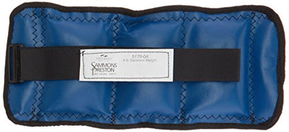 Sammons Preston Cuff Weight, 4 lb, Blue, Velcro Strap & D-Ring Closure, Grommet for Easy Hanging, Lead Free Steel Ankle & Wrist Weights, For Strength Building & Injury Rehab, Sold Individually - style: 4 lbs.