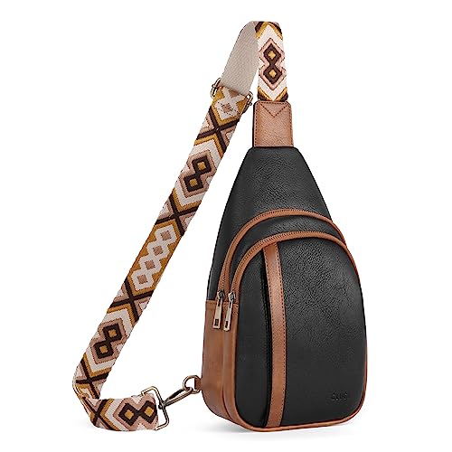 CLUCI Crossbody Bags for Women Men,Leather Sling Bag Cross Body Backpack for Woman Gifts for Women Birthday Unique - color: 3-2a Black With Brown