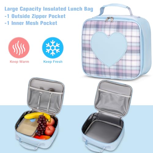 ACESAK Backpack for Girls - Bookbag Backpacks Schoolbag for Girls Kids Teen Women Casual Travel Daypacks - School Bag Elementary Middle School College Cute Backpack with Lunch Box (Blue) - color: Blue