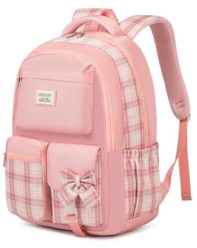 School Backpack for Girls, Cute Bookbag with Laptop Compartment for Teens College Student Mochilas Escolares para Niñas (Pink) - color: Pink, size: 15.6in