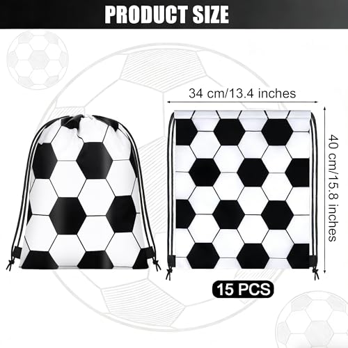 15 Pcs Soccer Drawstring Bags Backpack Birthday Party Goodie Favor Bags Gift Bag for Gym Sports Storage Travel - style: Soccer