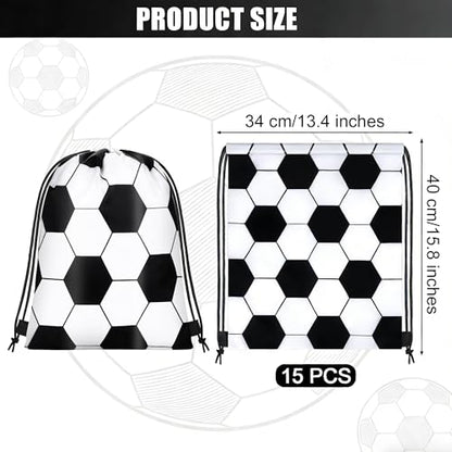 15 Pcs Soccer Drawstring Bags Backpack Birthday Party Goodie Favor Bags Gift Bag for Gym Sports Storage Travel - style: Soccer