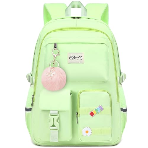 abshoo Big Student Laptop Backpack For College Women Middle High School Teen Girls Bookbag Travel Daypack (Greenyellow) - color: Greenyellow