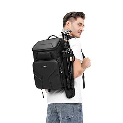 MOSISO Camera Backpack,DSLR/SLR/Mirrorless Photography Waterproof 17.3 inch Camera Bag with Front Hard Shell&Laptop Compartment&Tripod Holder&Rain Cover Compatible with Canon/Nikon/Sony, Space Gray