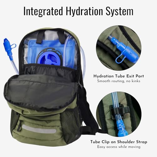 20L Hydration Backpack with 3L Water Bladder Water Backpack for Hiking Hydration Pack Insulated Daypack for Commuting Black - color: Army Green
