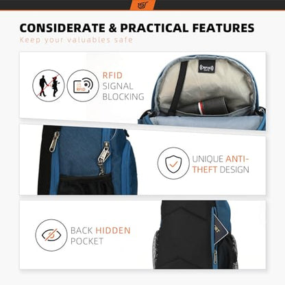 SKYSPER Sling Bag RFID Crossbody Sling Backpack Cross Body Shoulder Bag Travel Hiking Daypack for Women Men(Blue) - color: Blue