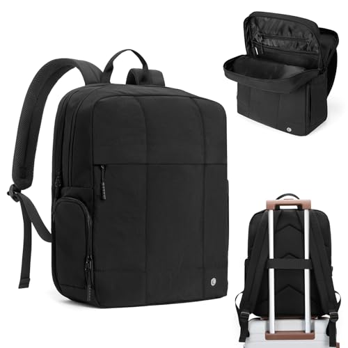 CLUCI Lightweight Travel Backpack Carry on Flight Approved, Puffy Gym Backpack with Shoe Compartment, Personal Item Travel Bag, 15.6 inch Laptop Backpack for Weekender Business - color: Soft Black