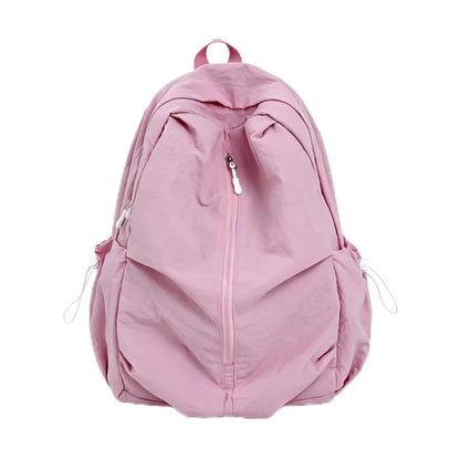 Women Solid Color Backpack Large Capacity Multi Pockets Daypack with Compartments Cute Lightweight Backpacks - color: Pink