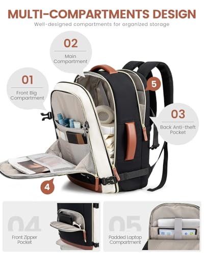 LOVEVOOK Carry On Backpack, 50L Large Travel Backpack For Airplanes, TSA Personal Item Travel Bag, Waterproof Daypack Fits 18 Inch Laptop, Business Weekender Overnight with 3 Packing Cubes, Black Grey - color: Black-grey, size: 50l-18 Inch-4pcs Standard