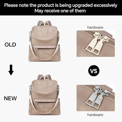 CLUCI Womens Backpack Purse PU Leather Anti-theft Fashion Designer Travel Bag Ladies Shoulder Bags | Purse - color: Top Zip-2 Apricot