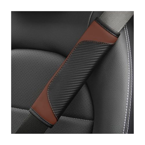 AUCELI 2PCS Car Seat Belt Cover, Carbon Fiber Seatbelt Shoulder Strap Covers, Breathable Leather Soft Harness Pad Protect Your Neck and Shoulder Compatible with Cars - color: Black/Coffee