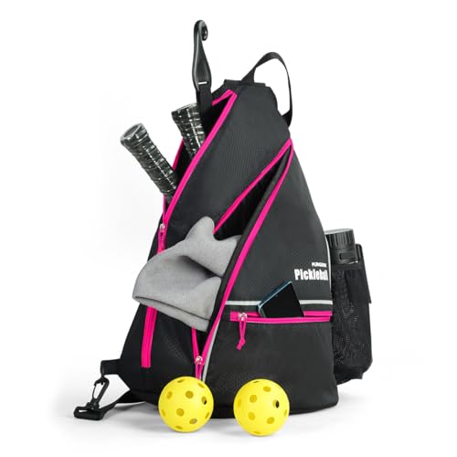 Mangrove Pickleball Bag, Men's & Women's Pickleball Backpack, Adjustable Sling Bag w/Fence Hook/Large Capacity/Safety Pocket - color: Pink